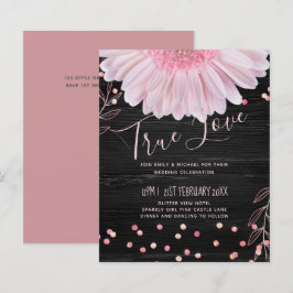 Moderne Black Pink Daisy Wedding