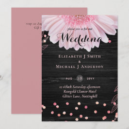 Moderne Black Pink Daisy Wedding