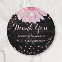 Moderne Black Pink Daisy Wedding