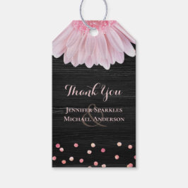 Moderne Black Pink Daisy Wedding Geschenkanhänger