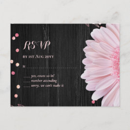 Moderne Black Pink Daisy Wedding Postkarte