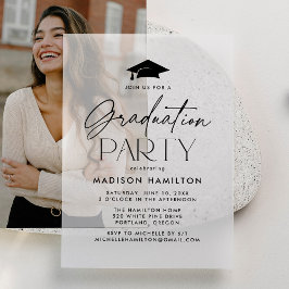 Moderne Black Script Graduation Party
