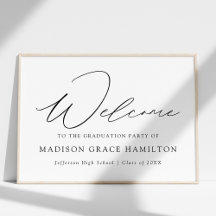 Moderne Black Script Welcome Graduation Party