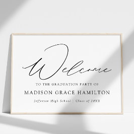 Moderne Black Script Welcome Graduation Party Poster