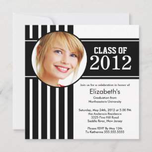 Moderne Black Stripe Foto Graduation Party Einladung