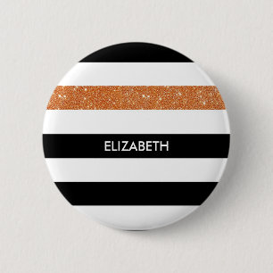 Moderne Black Stripes IMITATE Orange Glitz und Nam Button