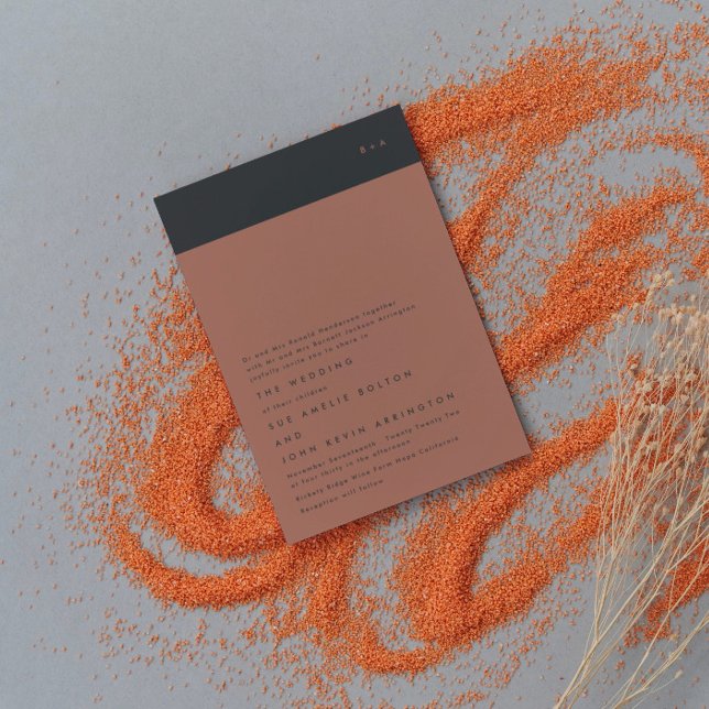 Moderne Black Terracotta Budget Hochzeit Einladung (Von Creator hochgeladen)