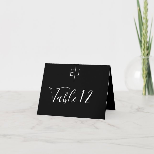 Moderne Black Tischnummer Card (Vorderseite)