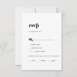 Moderne Black Typografy Menu RSVP Card Karte