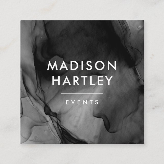 Moderne Black Watercolor Square Business Card Quadratische Visitenkarte (Vorderseite)