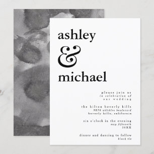 MODERNE BLACK & WHITE AquarellAmpere und Hochzeit Einladung