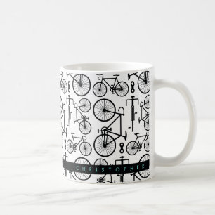 Moderne Black & White Bicycle Muster Kaffeemaschin Kaffeetasse