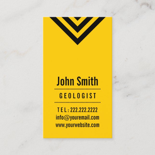 Moderne Black & Yellow Geologin Business Card Visitenkarte (Vorderseite)