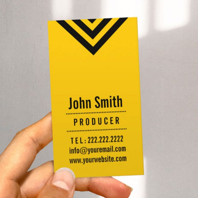 Moderne Black & Yellow Producer Business Card Visitenkarte (Von Creator hochgeladen)