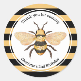 Moderne Black Yellow Stripes Bier Geburtstagsparty Runder Aufkleber