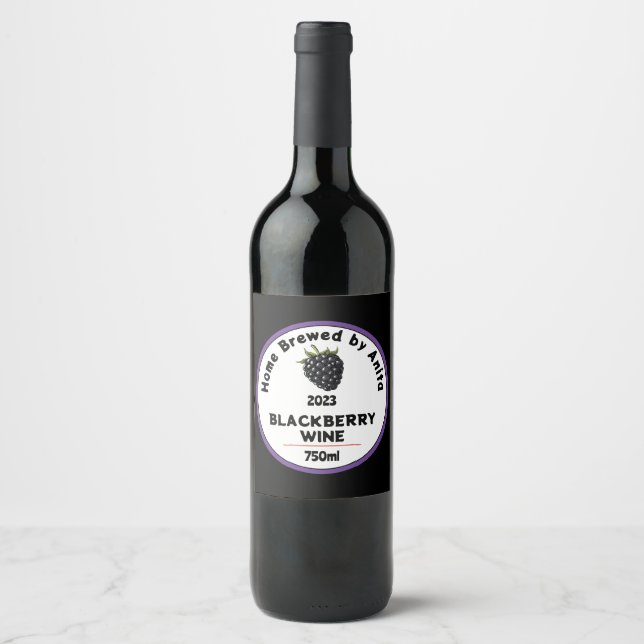 Moderne BlackBerry Wine Flasche Weinetikett (Vorderseite)