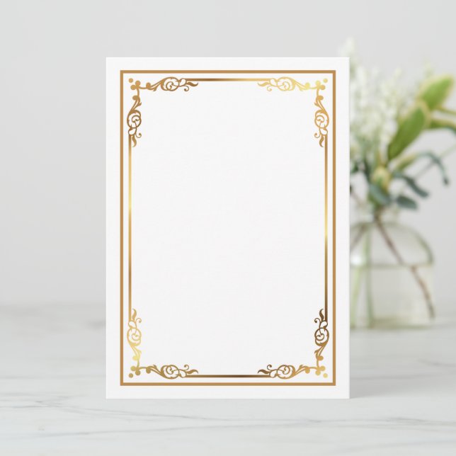 Moderne Blank White Einladung mit schlanker Gerahm (Stehend Vorderseite)