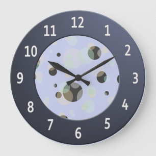 Moderne Bläschen mit glänzenden Blauen Ziffern Große Wanduhr