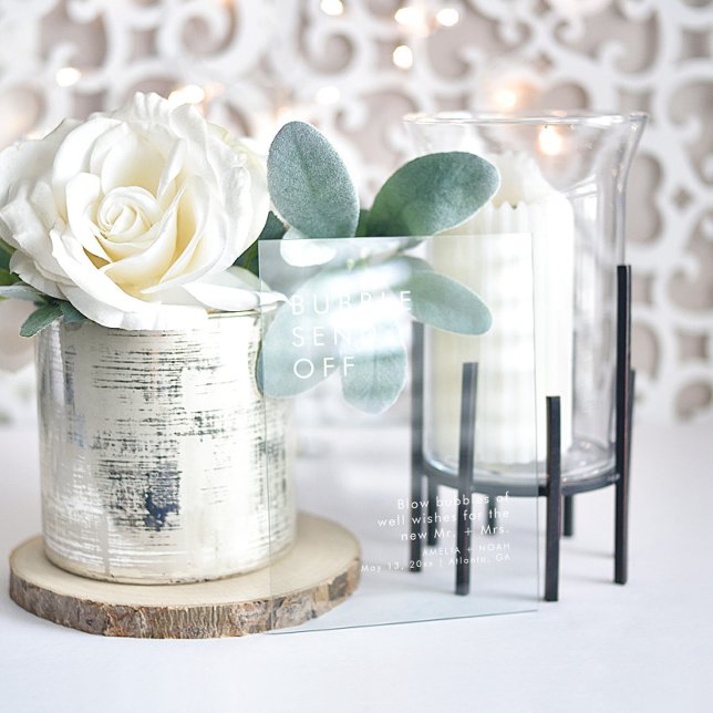 Moderne Blase abschicken Hochzeitsempfang Acrylschild (Von Creator hochgeladen)