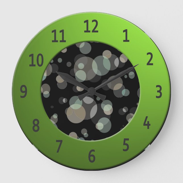Moderne Blasen mit schlankem Limonen Ziffern-Kreis Große Wanduhr (Vorderseite)