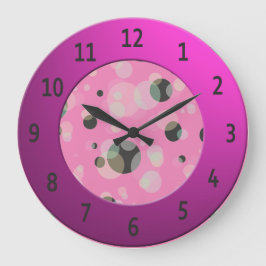 Moderne Blasen mit schlankem rosa Ziffern-Kreis Große Wanduhr