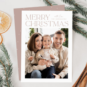 Moderne Blass-Mauve-Frohe-Weihnachten-Foto Feiertagskarte