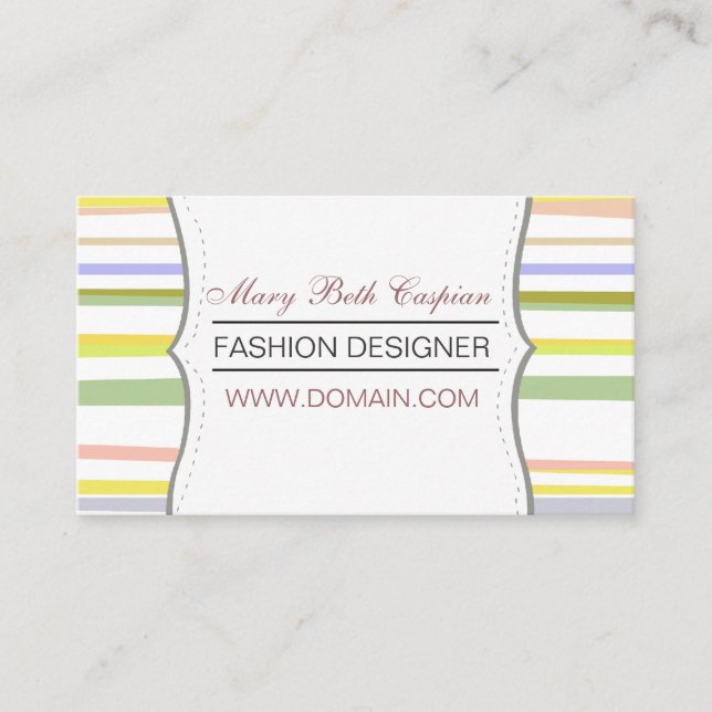 Moderne, blassfarbene Retrostreifen Visitenkarte (Vorderseite)