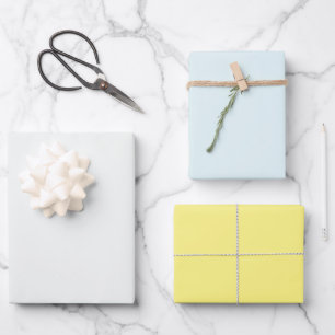 Moderne Blassgrün Hellblau Gelb Uni Geschenkpapier Set