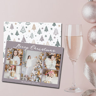 Moderne Blasslila Frohe Weihnachten Foto Collage
