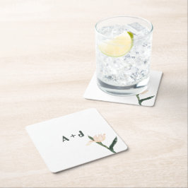 Moderne blassrosa floral rechteckiger pappuntersetzer