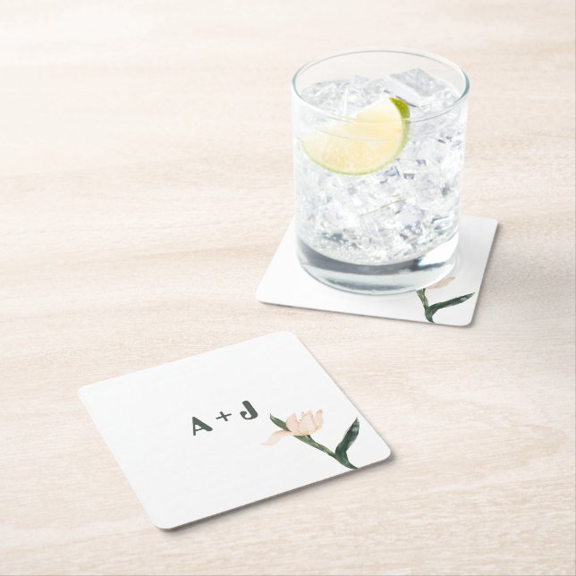 Moderne blassrosa floral rechteckiger pappuntersetzer (Vor Ort)