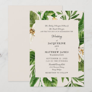 Moderne Blatt-Eltern Creme Hochzeit Matt Einladung