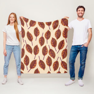 Moderne BLÄTTER BEIGE Fleecedecke