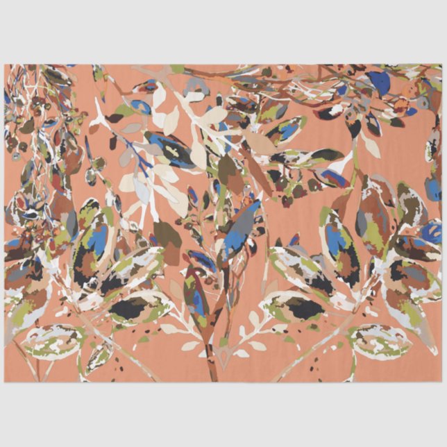 Moderne Blätter Berries Wasserfarbene Blumen Seidenpapier (Vorderseite)