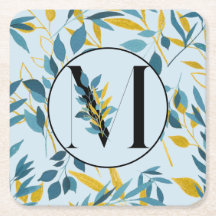 Moderne Blätter Blue Gold "Letter M"