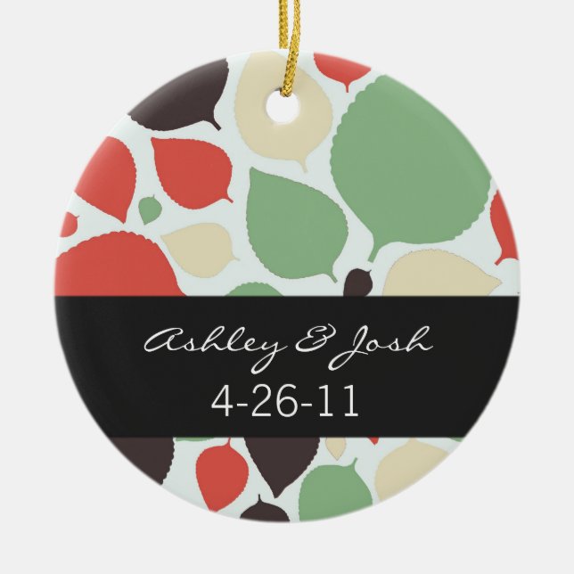 Moderne Blätter-Hintergrund-Hochzeits-Verzierung Keramik Ornament (Vorne)