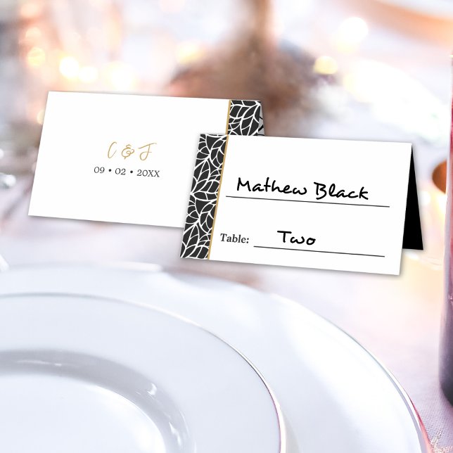 Moderne Blätter Mustergrenze Platzkarte (Modern Leaves Pattern Border Place Card)