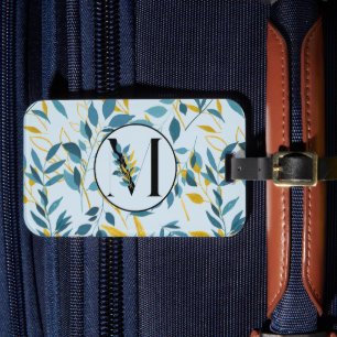 Moderne Blätter Navy Gold "Letter M" Gepäckanhänger
