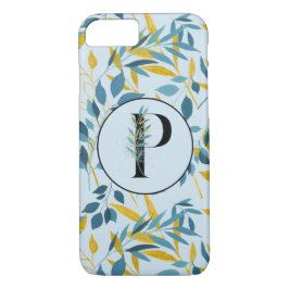 Moderne Blätter Navy Gold "Letter P" Case-Mate iPhone Hülle