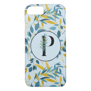 Moderne Blätter Navy Gold "Letter P" Case-Mate iPhone Hülle