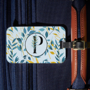 Moderne Blätter Navy Gold "Letter P" Gepäckanhänger