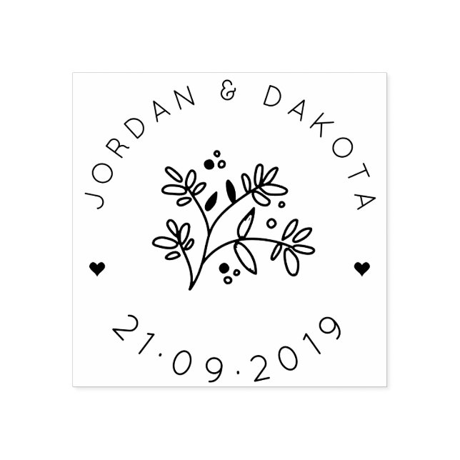 Moderne Blätter Save the Date Hochzeitsankündigung Gummistempel (Prägung)