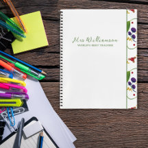 Moderne Blätter und Berries Teacher Spiral Noteboo