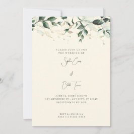 Moderne Blätter und Weinberge Hellgelbe Hochzeit Einladung