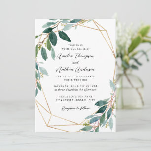 Moderne Blätterkranz-Hochzeit Einladung