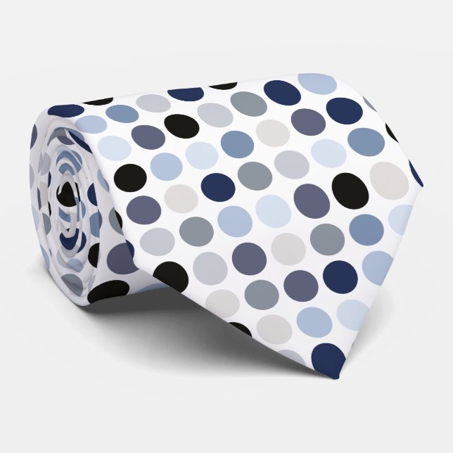 moderne blau-graue Punkte-Muster-Monogramm Krawatte (Gerollt)