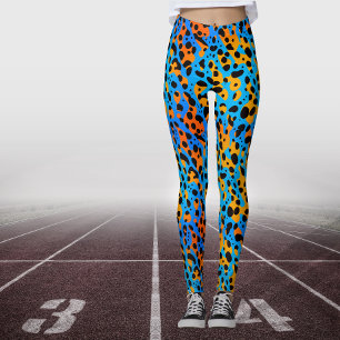 Moderne Blau Orange Farbverlauf-Tierdruck-Muster Leggings