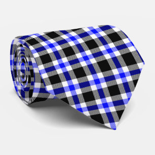 Moderne blau-schwarz-weiße Karo-Muster Krawatte