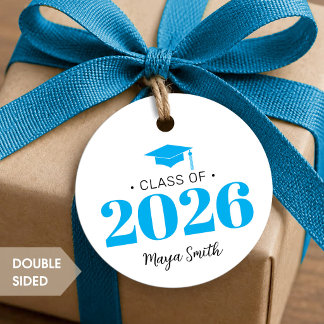 Moderne blau-schwarze Graduierungs-Dankes-Tags Geschenkanhänger