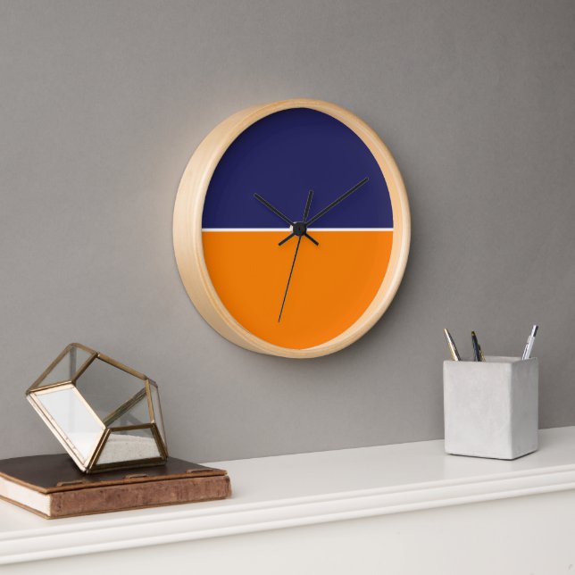 Moderne Blau- und Orangefarbene Klasse Uhr (Büro)